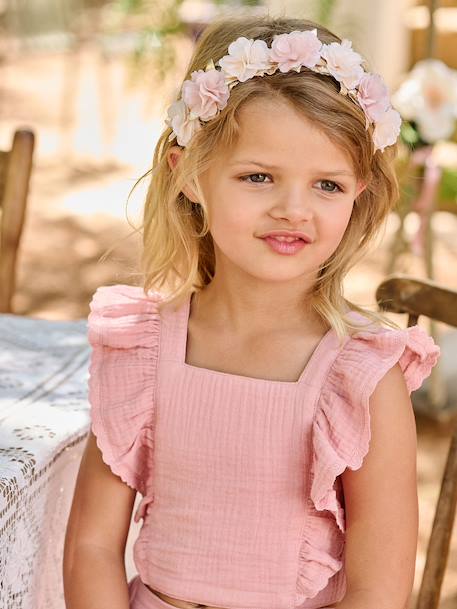 Ceremonie-set blouse en rok met volant voor meisjes rouge+saliegroen - vertbaudet enfant 
