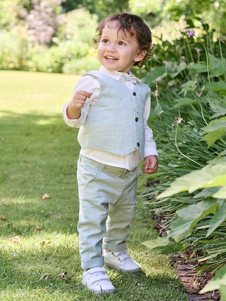Babybroekje met afneembare bretels saliegroen - vertbaudet enfant 