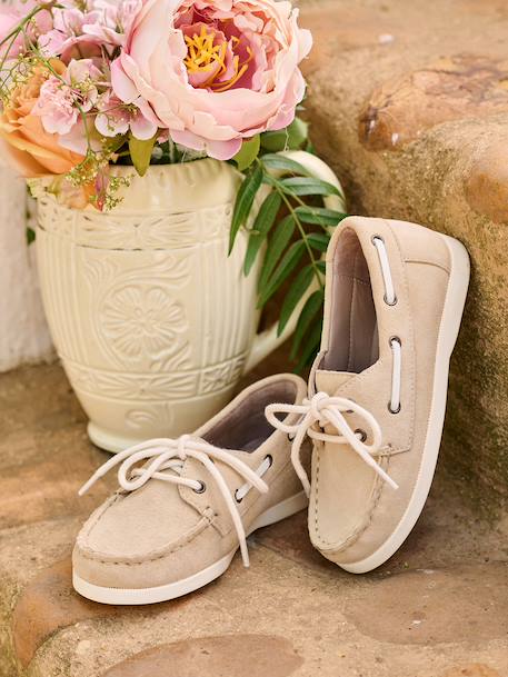 Bootschoenen voor jongens van leer beige - vertbaudet enfant 