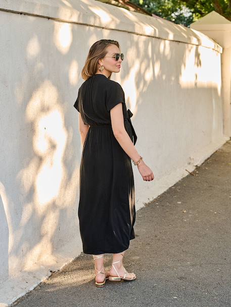 Lange ENVIE DE FRAISE shirtjurk voor zwangerschap en borstvoeding beige+kaki+zwart - vertbaudet enfant 
