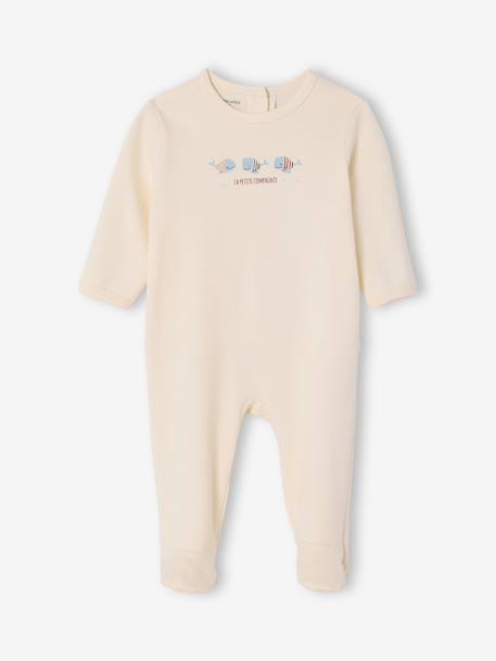 Set van 3 pyjama's baby van biologisch katoen beige+ecru+saliegroen - vertbaudet enfant 