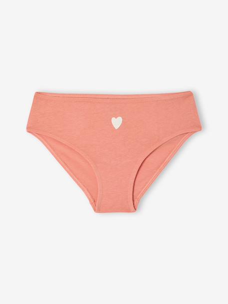 Set van 7 slipjes for girls hart biologisch katoen fuchsia - vertbaudet enfant 