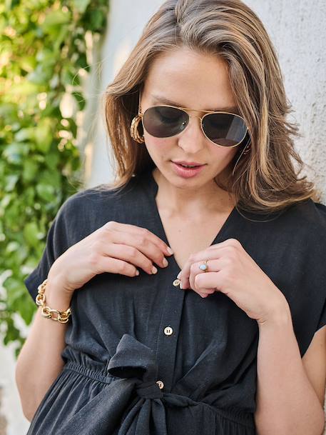 Lange ENVIE DE FRAISE shirtjurk voor zwangerschap en borstvoeding beige+kaki+zwart - vertbaudet enfant 