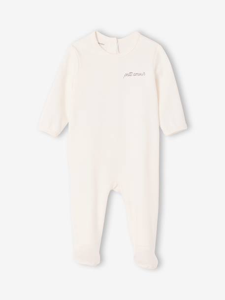 Set van 3 pyjama's baby van biologisch katoen beige+ecru+saliegroen - vertbaudet enfant 
