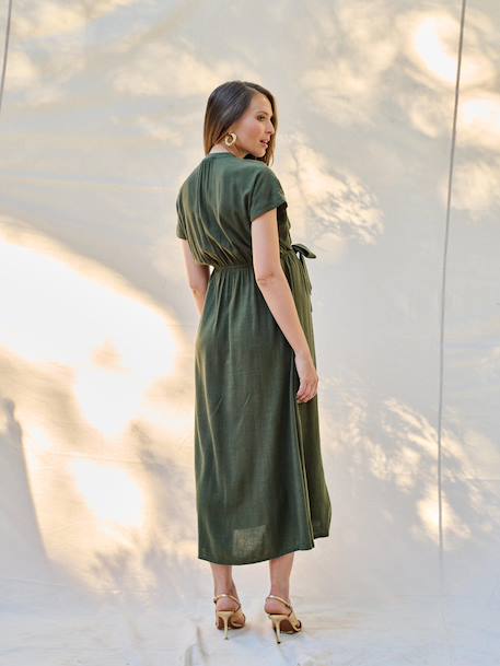 Lange ENVIE DE FRAISE shirtjurk voor zwangerschap en borstvoeding beige+kaki+zwart - vertbaudet enfant 