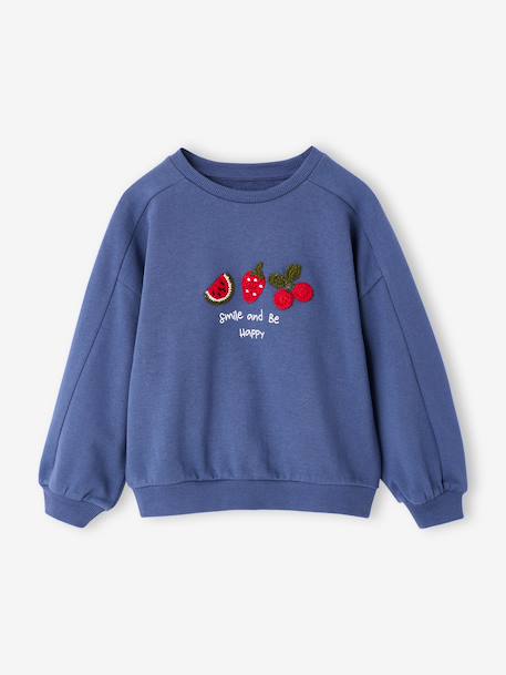 Meisjessweater met fantasiemotief ecru+gemêleerd grijs+indigoblauw - vertbaudet enfant 