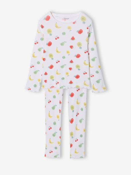 Set pyjama's voor meisjes met lange mouwen ecru - vertbaudet enfant 