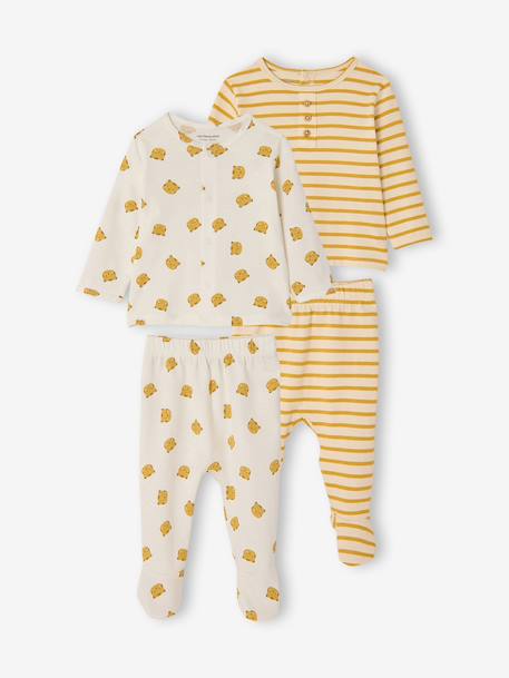 Set van 2 pyjama's voor jongens van biologisch katoen geel - vertbaudet enfant 