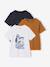 Set van 3 T-shirt met korte mouwen amandelgroen+karamel+marineblauw+pecannoot+petrolblauw+saliegroen - vertbaudet enfant 