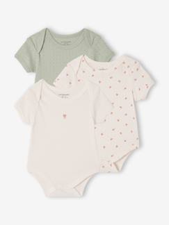 -Set van 3 body's met korte mouwen in pointelle