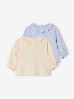 -Set van 2 T-shirts met lange mouwen en kraag
