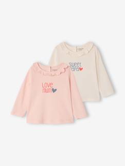 -Set van 2 T-shirt met lange mouwen en kraag