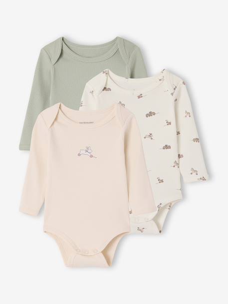 Set van 3 body's baby lange mouwen saliegroen - vertbaudet enfant 