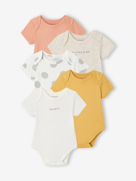 Set van 5 body's baby korte mouwen ecru - vertbaudet enfant 