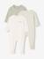 Set van 3 pyjama's baby van biologisch katoen beige+ecru+saliegroen - vertbaudet enfant 