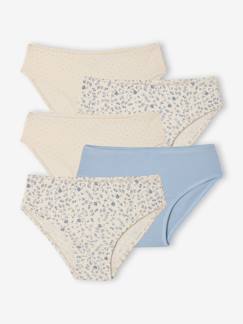 -Set van 5 slipjes for girls geribbeld