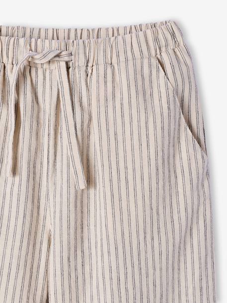 Wijde broek voor meisjes beige, gestreept - vertbaudet enfant 