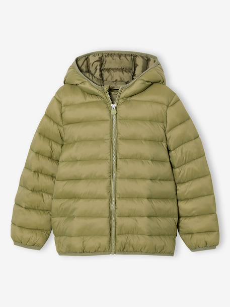Lichte donsjas met capuchon jongen bordeauxrood+grijsblauw+hazelnoot+marineblauw+middenblauw+olijf+pecannoot+rood+smaragdgroen+zwart - vertbaudet enfant 