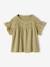 T-shirt meisjes met geborduurde details ecru+kaki+koraal - vertbaudet enfant 
