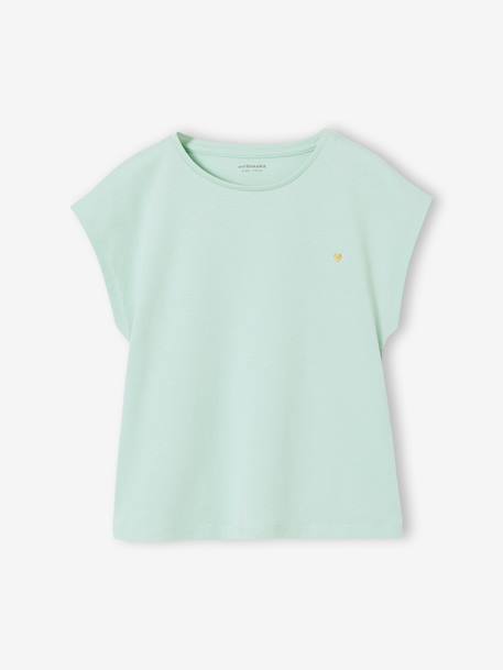 Effen Basics meisjesshirt met korte mouwen blauwgroen+ecru+marineblauw+snoepjesroze - vertbaudet enfant 