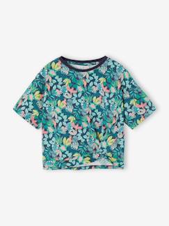 -T-shirt met korte tropische mouwen met knoop
