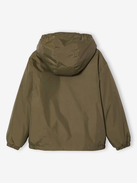 Windjack met capuchon en sherpavoering voor jongens kaki+karamel+marineblauw+olijf - vertbaudet enfant 