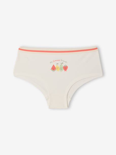 Set van 5 shorty's met fruitprint ecru - vertbaudet enfant 