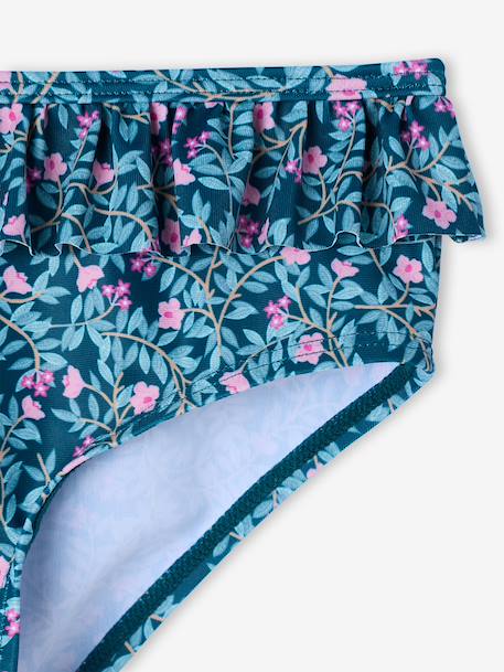 Badpak 2-delig meisjes bloemen smaragdgroen - vertbaudet enfant 