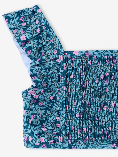 Badpak 2-delig meisjes bloemen smaragdgroen - vertbaudet enfant 