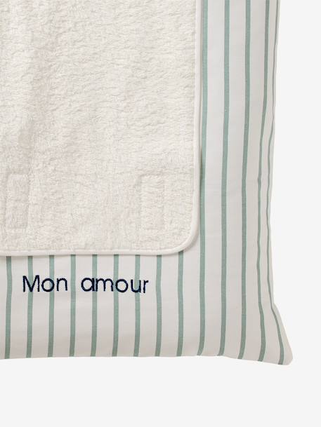 Personaliseerbare aankleedkussenhoes HANOÏ beige, bedrukt+ecru / bladgroen+meerkleurig+saliegroen - vertbaudet enfant 