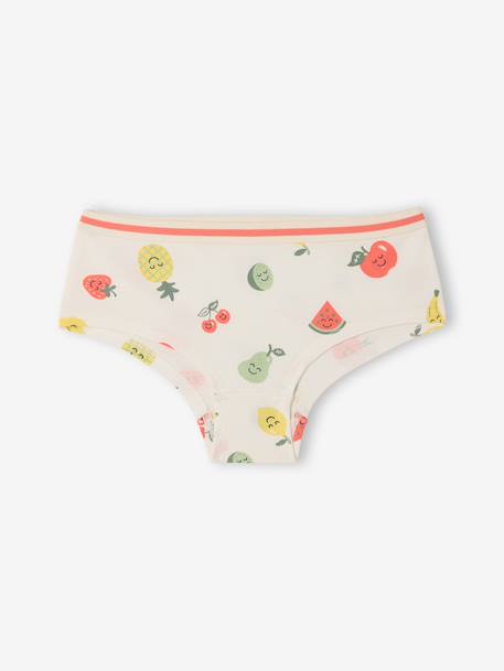 Set van 5 shorty's met fruitprint ecru - vertbaudet enfant 
