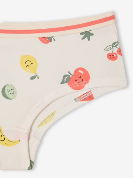 Set van 5 shorty's met fruitprint ecru - vertbaudet enfant 