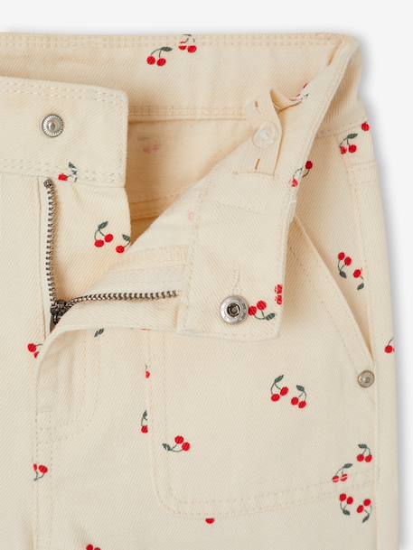 Wijde broek voor meisjes met kersen van katoen vanille - vertbaudet enfant 
