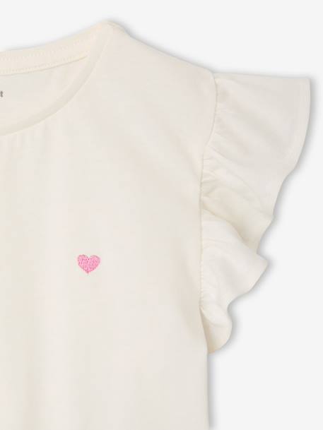 Meisjesjurk met 2-in-1 effect ecru+indigoblauw+lichtroze+roze, gestreept - vertbaudet enfant 
