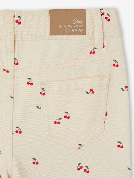 Wijde broek voor meisjes met kersen van katoen vanille - vertbaudet enfant 