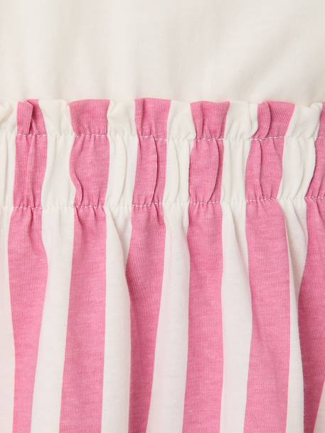 Meisjesjurk met 2-in-1 effect ecru+indigoblauw+lichtroze+roze, gestreept - vertbaudet enfant 