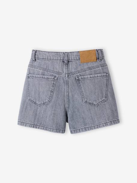 Kinder short van katoenen jeans denimgrijs+middenblauw - vertbaudet enfant 