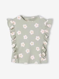 Meisje-T-shirt, souspull-T-shirt met korte mouwen en ruches voor meisjes