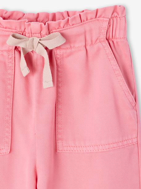 Soepele meisjesbroek in 'paperbag'-stijl kaki+koraal+rozen - vertbaudet enfant 