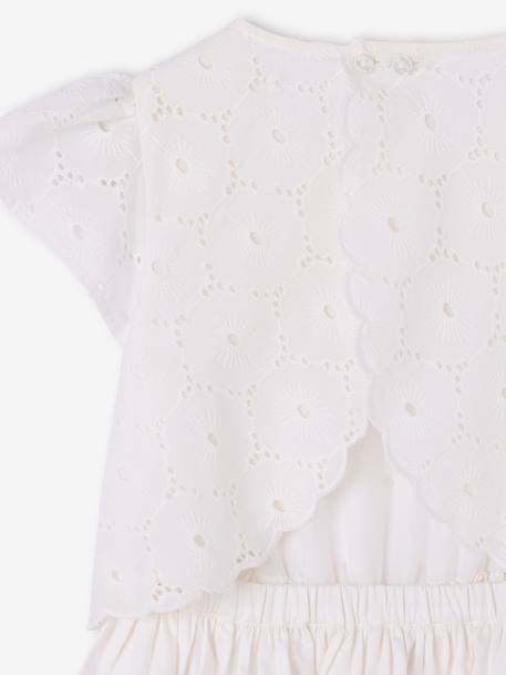 Bi-materiaal jurk voor meisjes wit - vertbaudet enfant 