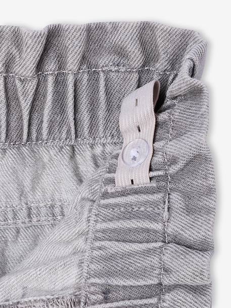 Paperbag jeans meisjes zakken hartjes denimgrijs+middenblauw+ongewassen denim - vertbaudet enfant 