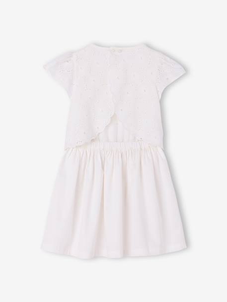 Bi-materiaal jurk voor meisjes wit - vertbaudet enfant 