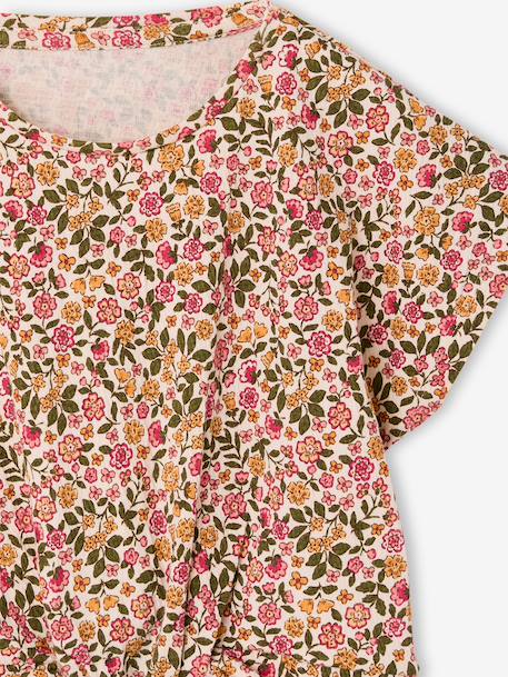 Blouse met korte mouwen amandelgroen+wit, bedrukt - vertbaudet enfant 