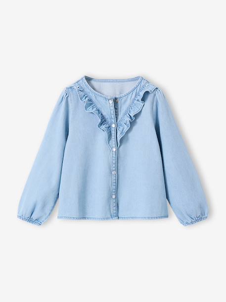 Denim katoenen meisjesblouse stone - vertbaudet enfant 