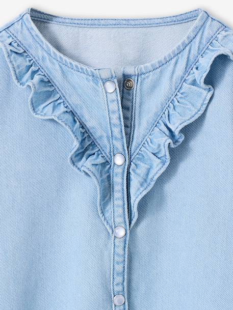 Denim katoenen meisjesblouse stone - vertbaudet enfant 