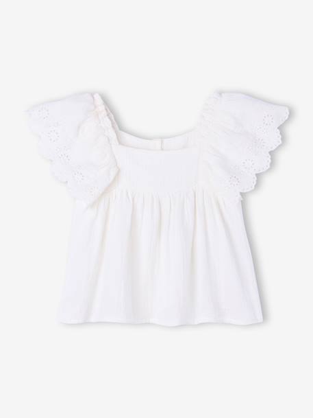 Blouse met ruches van katoengaas ecru - vertbaudet enfant 