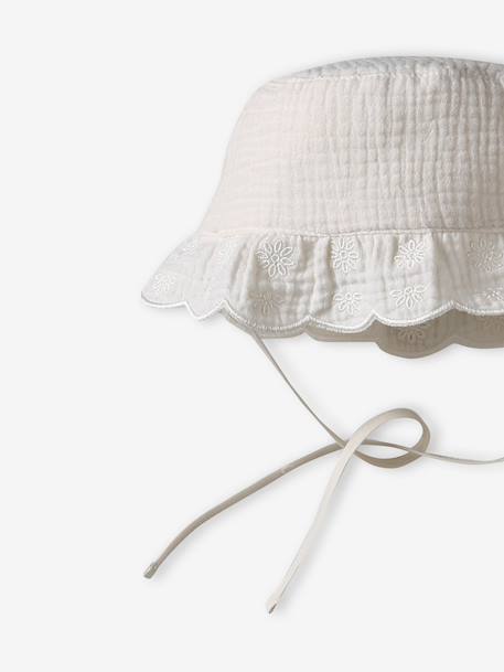 Babymuts voor meisjes met geschulpte randen ecru - vertbaudet enfant 