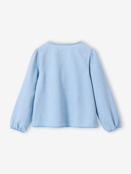 Denim katoenen meisjesblouse stone - vertbaudet enfant 