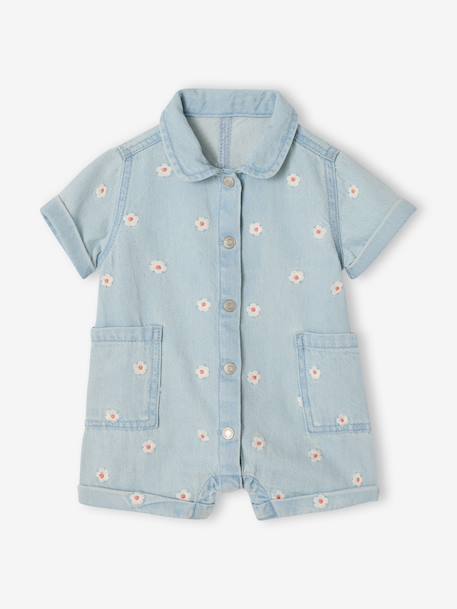 Denim combishort babymeisjes gebleekt denim - vertbaudet enfant 
