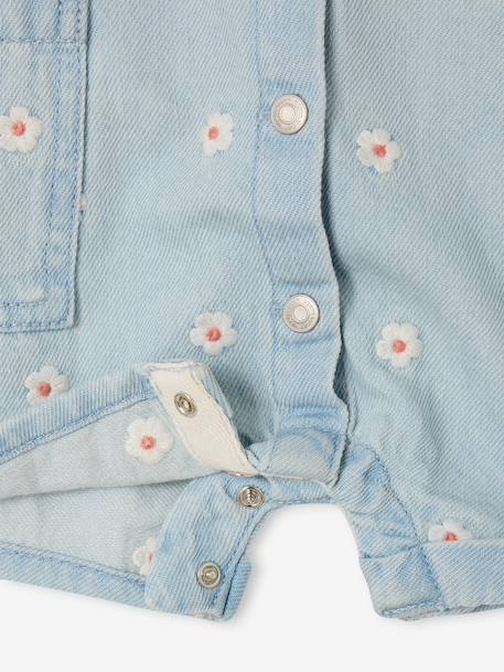 Denim combishort babymeisjes gebleekt denim - vertbaudet enfant 